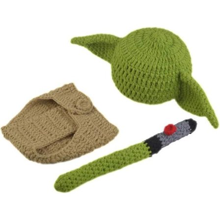 Baby kostumesæt med Yoda-hat til nyfødt tegneseriefest fødselsdagsgave sød ble-cover outfit lavet