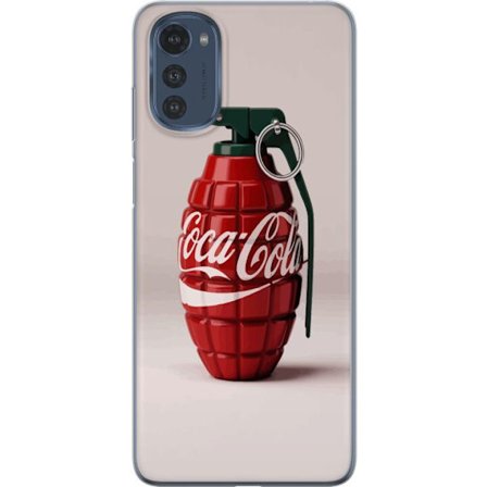 Kompatibel Mobilcover til Motorola Motorola Moto E32s Kunstnerisk illustration af Coca Cola granatæble i rødt og grønt, pop art inspireret motiv me