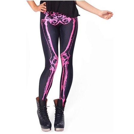 Skelettleggings Svart med rosa skelett