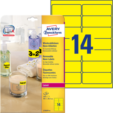 Etikett Neon Gul 99,1x38,1 mm