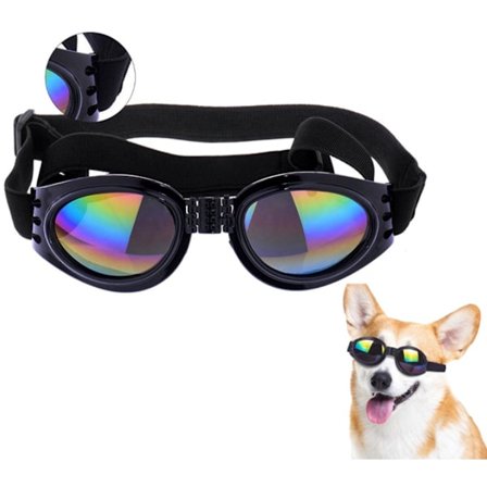 ING Hundesolbriller - UV-beskyttelse - Med justerbar elastisk stropp - Komfort - Vindtett - Støvtett - Sammenleggbar - For katter og små hunder - For 