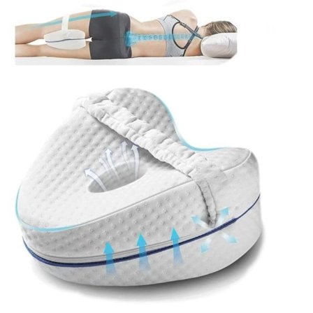 Knepute for sideliggende, ortopedisk pute med memory foam hvit