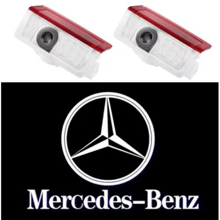2 stk. Velkomstbelysning til bildøre med emblem til Mercede-Ben z A-, C-, E-, GLC-, GLA-, GLE- og GLB-klasse W177, W205, W212, W213, X253 D