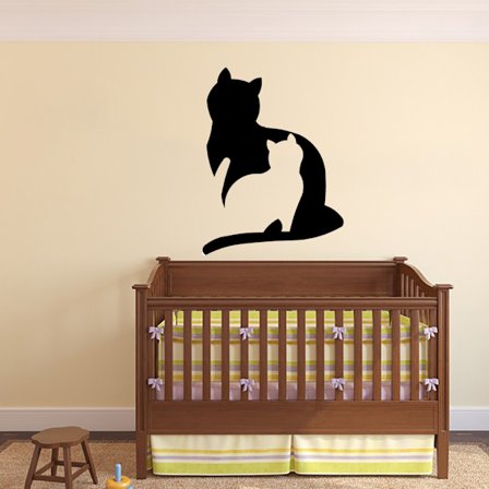 Två katter siluett vinyl vägg klistermärke