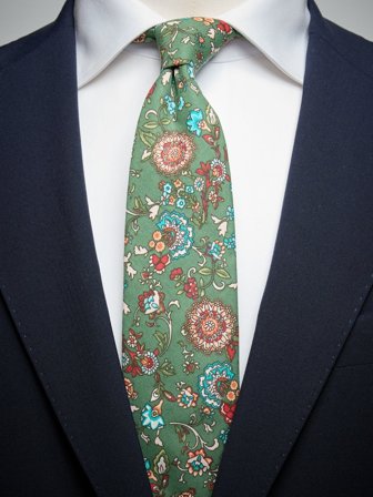 John Henric Men's Grøn Blomstret Slips Size 7,5