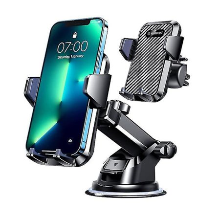 Telefonfeste for bil - Biltelefonholderfeste, dashbord, frontrute og luftventil for alle biler, installeres på minutter - Holder alle telefoner opptil