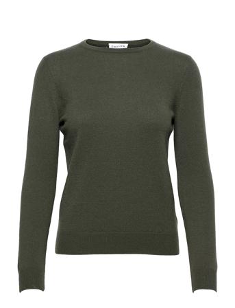 Basic O-Neck Sweater Villapaita Vihreä Davida Cashmere
