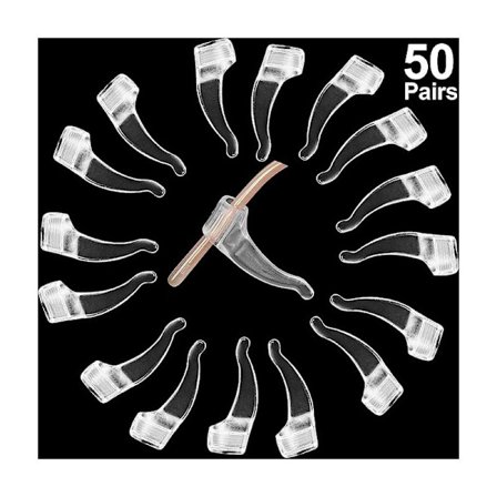 50 par klare briller med øregrep Brilleholder Silikon Anti-skli Brillekroker Brille Øregrep Kroker for å forhindre at briller glir