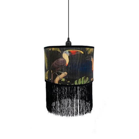 Trooppisten lintujen riippuvalaisin, bambu, monivärinen, 30x30x23 cm