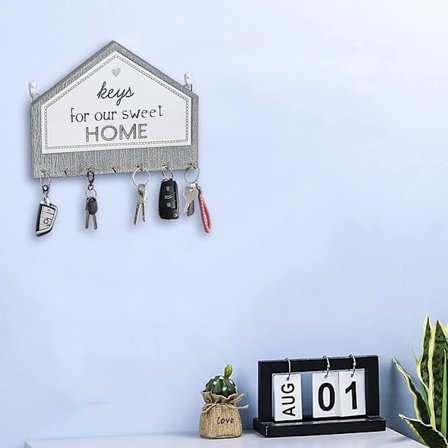 7-krokers veggmontert nøkkelholder (grå), selvklebende eller P