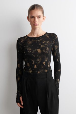 COS Women's Slim Merino Wool Top in Black