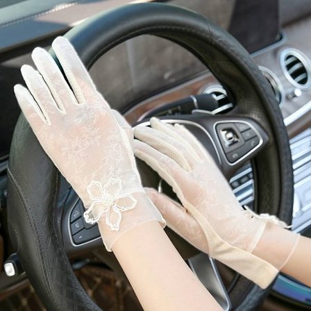 Sommarhandskar för kvinnor, solskydd för bilkörning, UV-skydd, tunna handskar för elcykel