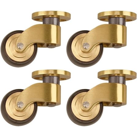 360 Graders Drejelige Møbelhjul i Messing Sæt med 4 Støjsvage Hjul med Monteringsskruer Kraftige Ruller til Sofabord Klaver/Stativ Ho