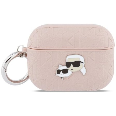 Karl Lagerfeld Monogram Karl & Choupette Head -kotelo AirPods Pro 3:lle - vaaleanpunainen