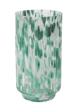 Åhléns Home Vas i rillat glas BONNIE 21 cm Dekoration Grön ONESIZE