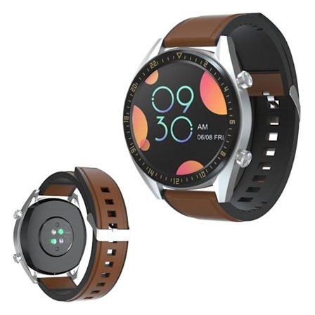 Huawei Watch GT silikone belagt ægte læder Urrem - Brun