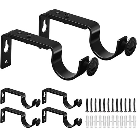 2 stk. Justerbar Gardinstang Beslag Gardinstang Beslag med Fixi
