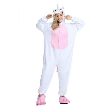 Pegasus Kostym Vuxna Barn Enhörning Pyjamas Onesie Vit och Rosa-Xin White and Pink L