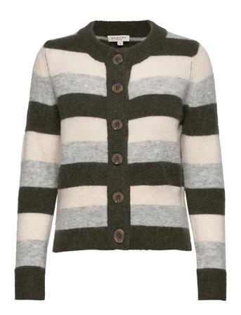 Slfsia Ls Knit Cardigan B Coll Strikkegenser Cardigan Multi/mønstret Selected Femme