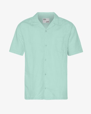 Linen Short Sleeved Shirt - Light Aqua - Male - L