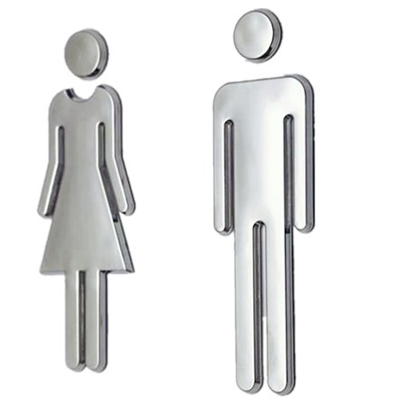 2:a toalettskylt, toaletthusnummer, skylt i rostfritt stål