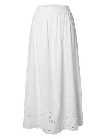 Slfdahlia Hw Ankle Broderi Skirt B White Selected