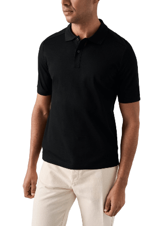 Eton Filo Di Scozia Piqué Skjortor Herr Svart S