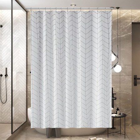 Waterproof Printed Shower Curtain with Hooks, No Drilling Needed, 180x180cm, for Bathroom and Toilet Partitioning