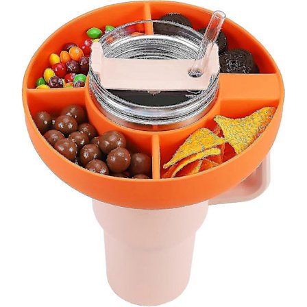 Silikoninen välipalakulho Stanley Cup 40oz -mukille kahvalla, välipala-alusta Stanley Tumbler 40oz -mukille, 4-osainen uudelleenkäytettävä 