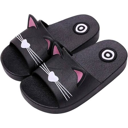 Barnslippers Dusjslippers Jente Gutt Sommer Sklisikre Flate Flip Flops Hjemmeslippers Kvinner Menn Sandaler Basseng og Strand Barne Sko svart 25-26
