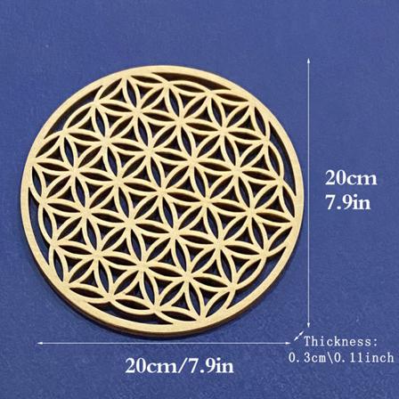 1 PC Chakra Flower of life Naturligt Symbol Træ Rund Kant Circle Yellow 20cm