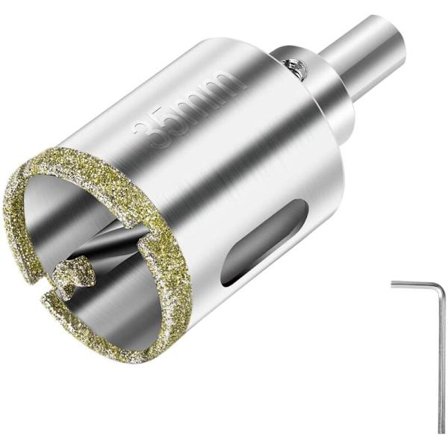 35 mm hulsav, diamantbor med centralt styrebor, med diamantoverfladebelægning til skæring af glas og fliser