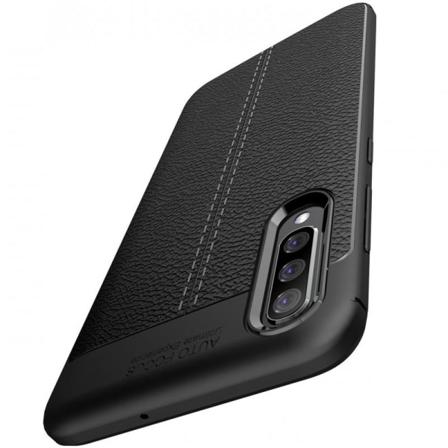 Samsung A70 Stöttåligt & Stötdämpande Skal Leatherback Svart