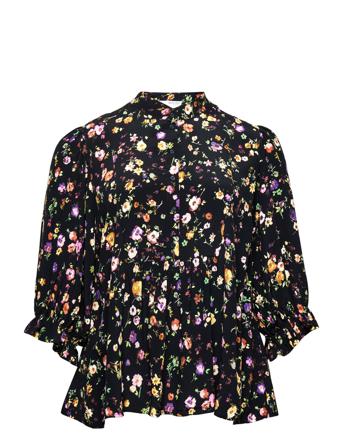 Slfjyn 3/4 Top B Curve Blouses Short-sleeved Monivärinen/Kuvioitu Seleted Femme Curve