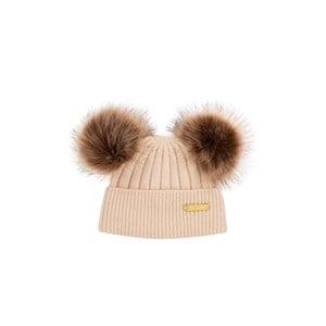 Bjällra Couture Beige Pom Pom Beanie One Size - Headwear - One size - Beige