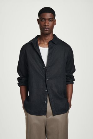 COS Men's Relaxed Linen Shirt in Blue