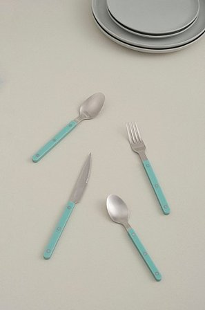 Jotex - Bestiksæt 24-pak Mat sølvfarvet/turkis - KIAN - Køb Bestik hos Jotex