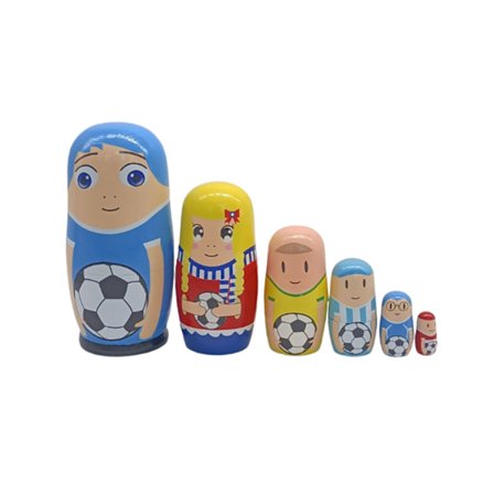6 stk Træfodboldspiller Nesting Dukker Sæt