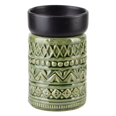 Keramik aromaljusstake 7,5x7,5x12 cm i grön färg, tvådelad