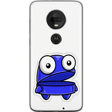 Kompatibel Mobilcover til Motorola Motorola Moto G7 Blå tegneseriefigur med åbent udtryk og store øjne i sjov illustration