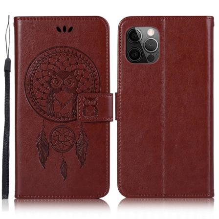 Iphone 13 Pro Max - Owl Dream Catcher Läder Fodral - Brun