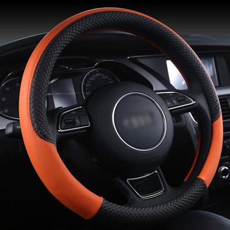 (Orange) Sportbilstyrskydd Halkfritt styrhjulsfläta för Audi Q2 Q3 Q5 ·Q7 Q8 Biltillbehör Bilinteriör