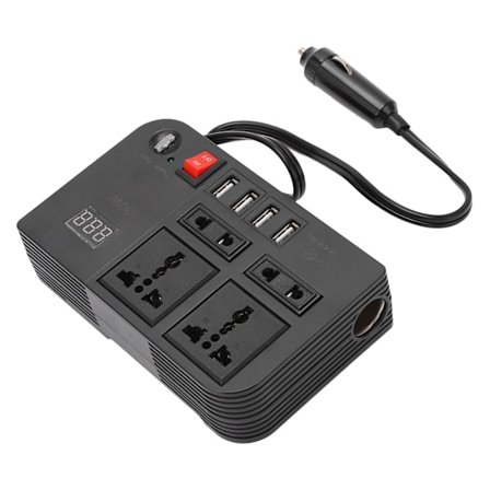 DC 12V till AC 220V Strömriktare med 4 USB-portar och 4 Uttag