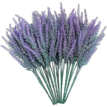 10 Bukett Kunstige Lavendelblomster Tørket Lavendel Romantisk Plastblomst for Hjem Hage Bryllupsdekor (Lavendel)