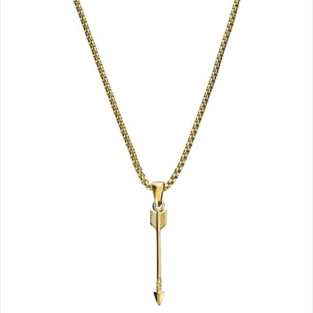 Atlas | Gold-tone Steel Arrow Pendant Necklace for Men - Steel necklaces
