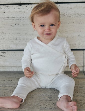 Copenhagen Colors Pointelle Heart Crossover Body Ls - Cream - 74