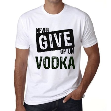 T-shirt herr Ge aldrig upp Vodka – Ge aldrig upp Vodka – Vintage T-shirt
