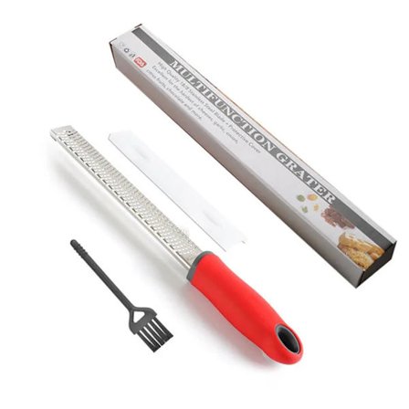 Microplane Zester Rivejern i rustfritt stål, svart, for sitrusfrukter, parmesan, ingefær, sjokolade og muskatnøtt med fint blad