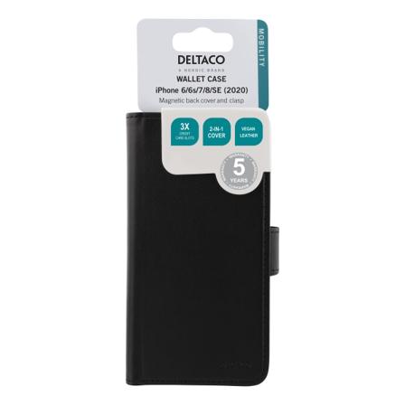Deltaco Wallet Case 2-in-1, Iphone 6/6s/7/8/se (2020/2022), Magn