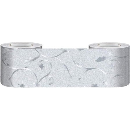 Selvklæbende vægbordure PVC Vandtæt tapet Køkken og badeværelse Fodpanel Vægdekoration Udskåret opslagstavle Bordure Sølvvin 5cm X 500cm